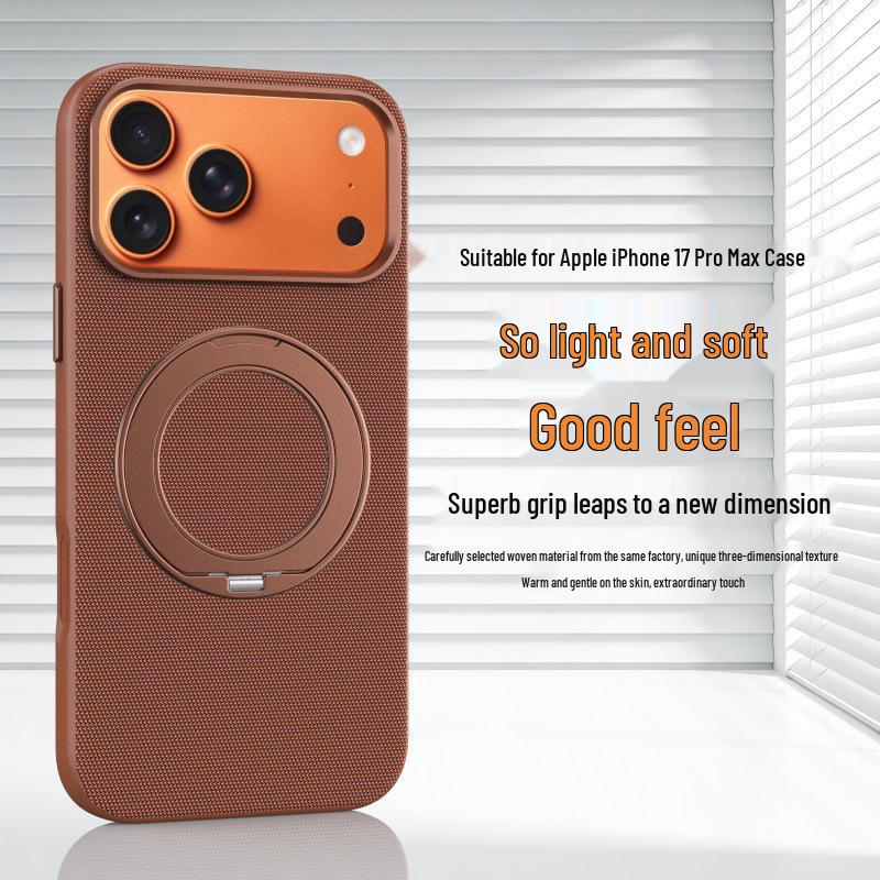 Compatible Tech Fabric Case for iPhone 17 Pro Max with Rotating Magnetic Stand and Anti-Fall Protection. iPhone 15 Pro Max
