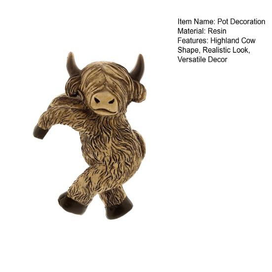 Dekorace květináče Highlandská kráva Vodotěsná Nerezavějící Realistický tvar Závěs na zahradní květináč
