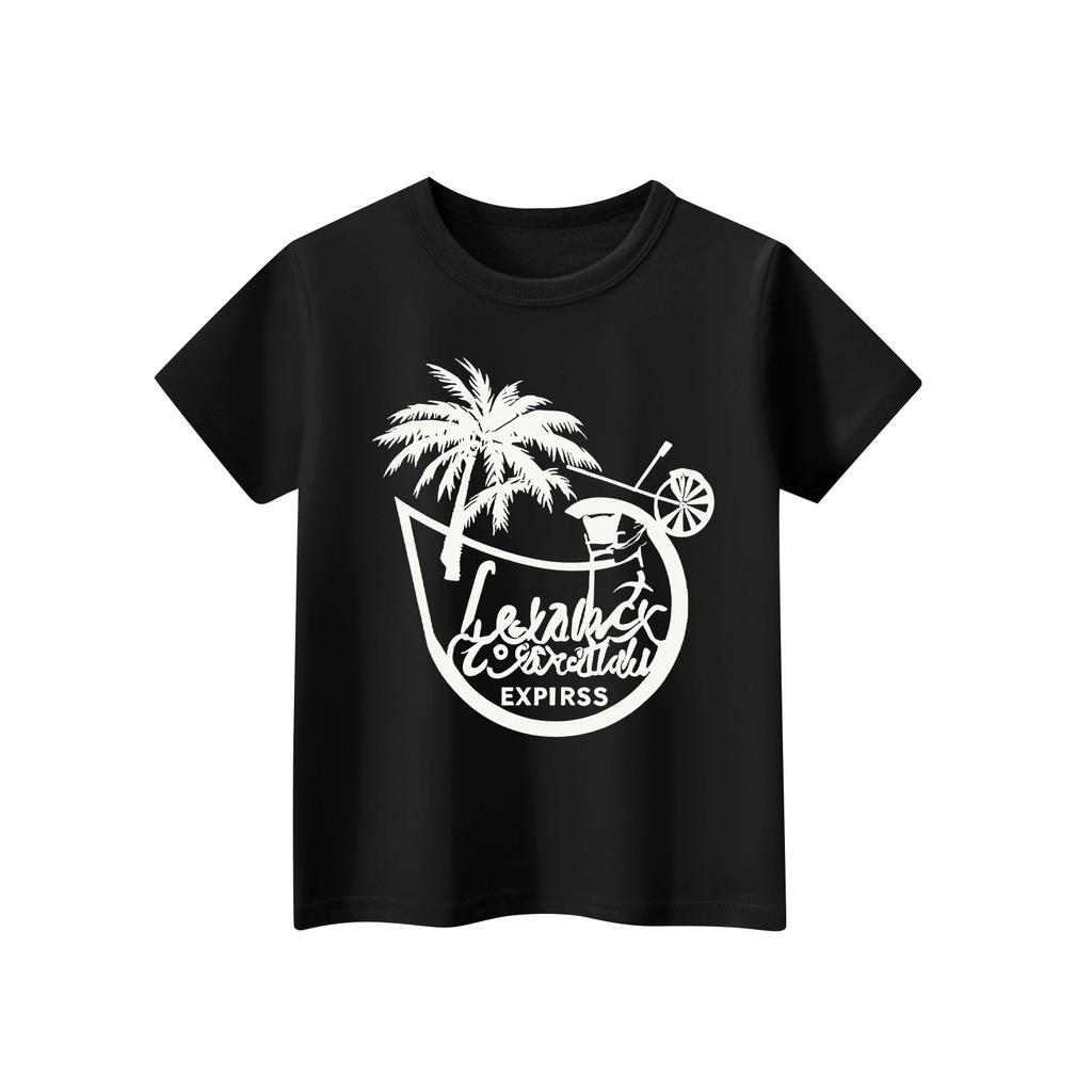 Maglietta a maniche corte con scollo a V per bambini, con stampa animalier, casual, da indossare tutti i giorni