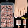 French Press On Toenail Set 120/150pcs Short Square Shiny Fake Toenails for Summer Foot Nail Art DIY Pedicure