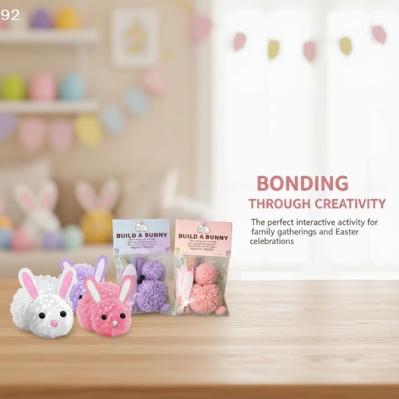 Kids' Easter Basket Stuffers Craft Kit with Cute Stuffed Bunnies