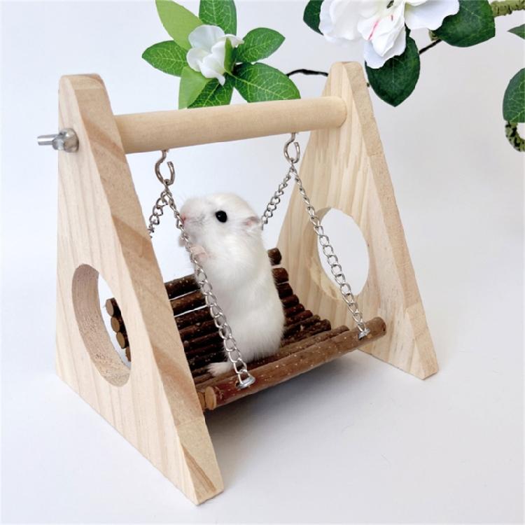 Pet Safe Hanging Wood Swing With Reinforced Iron Link For Parrots Stress Relief And Climbing Exercise