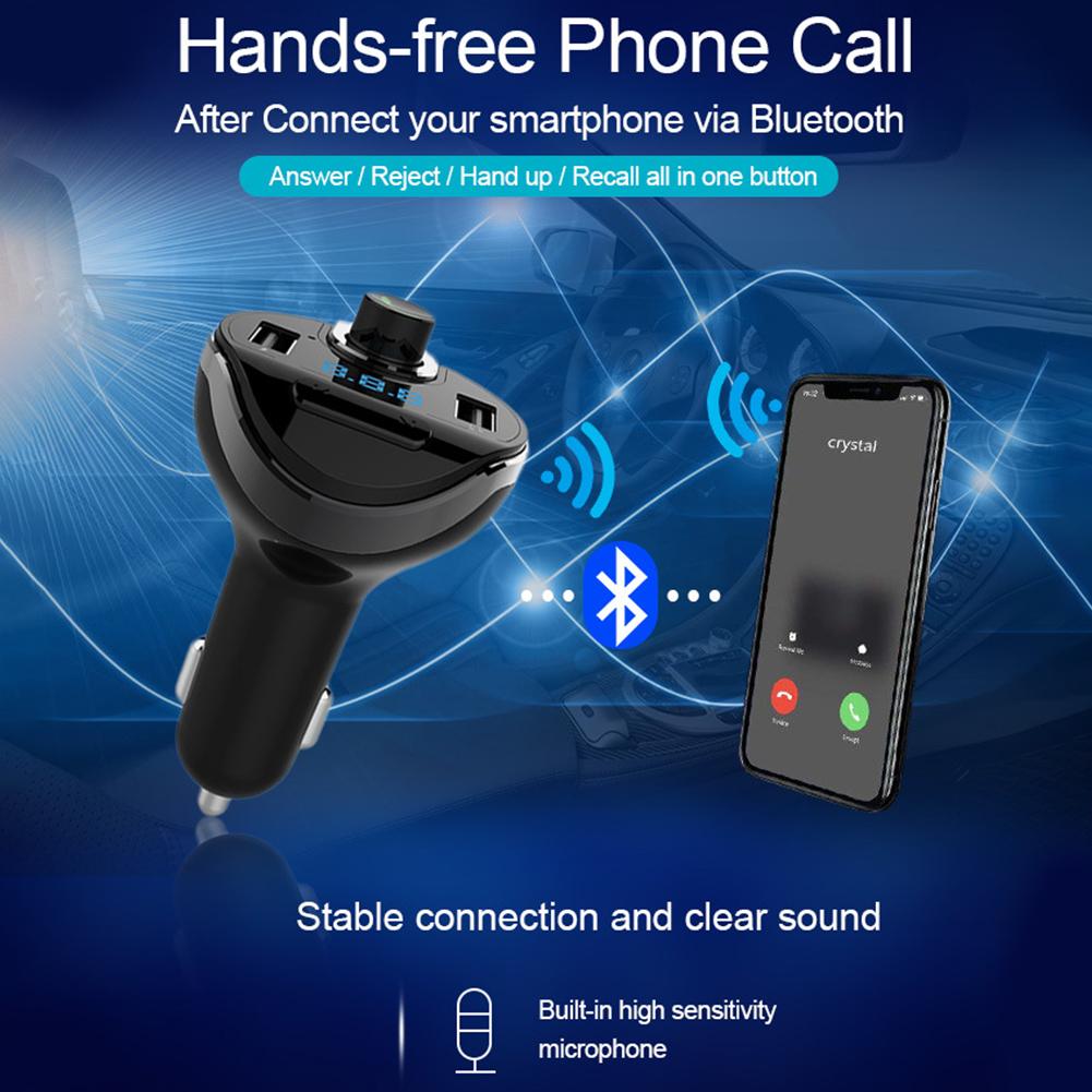 Car Hands-free FM Transmitter Bluetooth MP3 Player Car Kit Dual USB Car Charger Support TF Card/U Disk Music Play