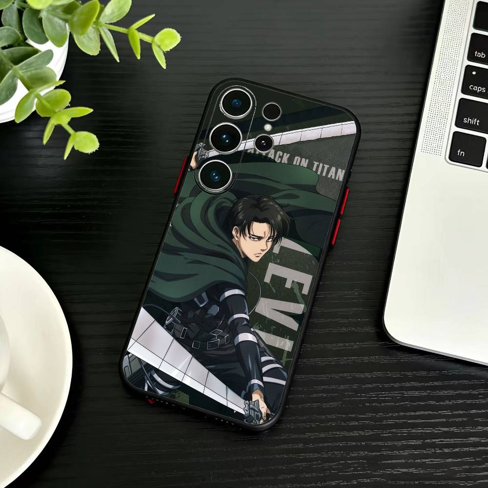 Attack On Titan Levi Ackerman Phone Case For Samsung S26,S25,S24,S23,S22,S21,S20,Ultra,Plus,FE Black Soft Cover