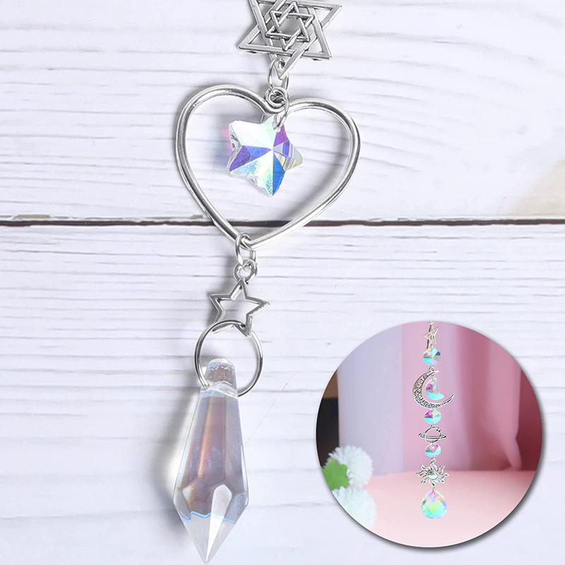 Crystal Wind Chime Moon Sun Catcher Diamond Prisms Pendant Dream Catcher Rainbow Chaser Hanging Drop Home Garden Decor Windchime