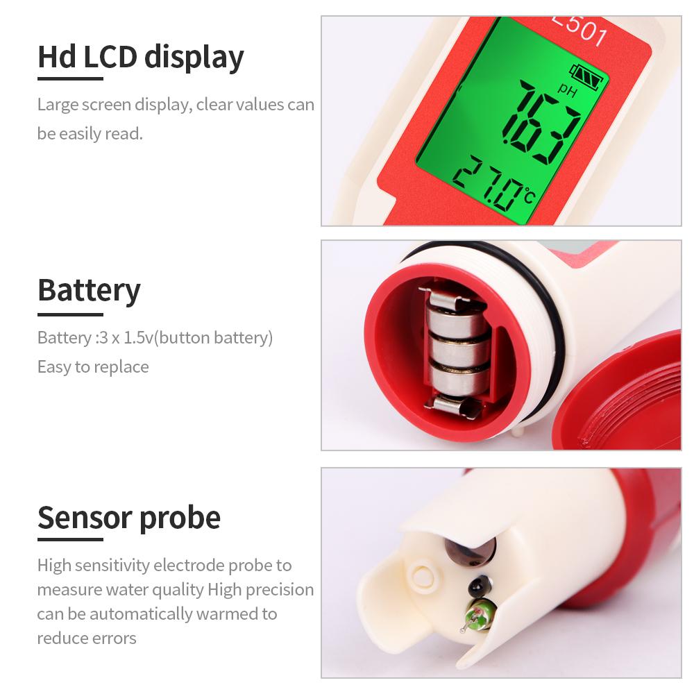5 in 1 Water Quality Detector Pen Chlorine Meter PH H2 ORP TEMP CL2 Tester Multi-function Spa Swimming Pool Chlorine Monitor