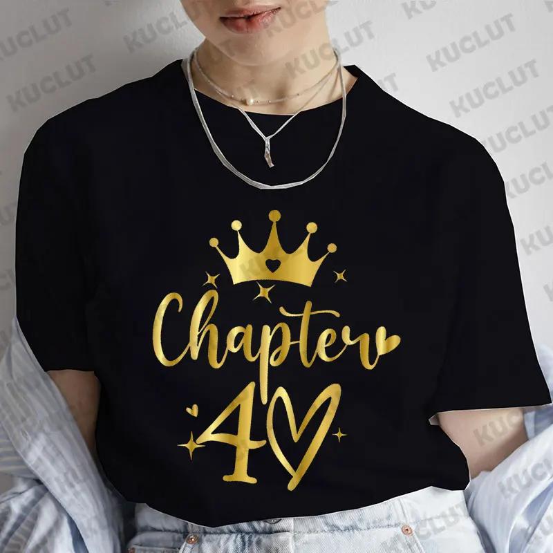 T-Shirt für Damen Kapitel 40. Geburtstag Crew Party Y2k Tops Grafik 40 Geburtstag Squad Kapitel T-Shirt Sommer Kurzarm Tees