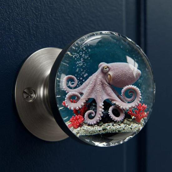 Decorative Door Knob Round Clear Flower Animal Door Handle Nature Inspired Home Office Door Knob Hardware Replacement Home Improvement