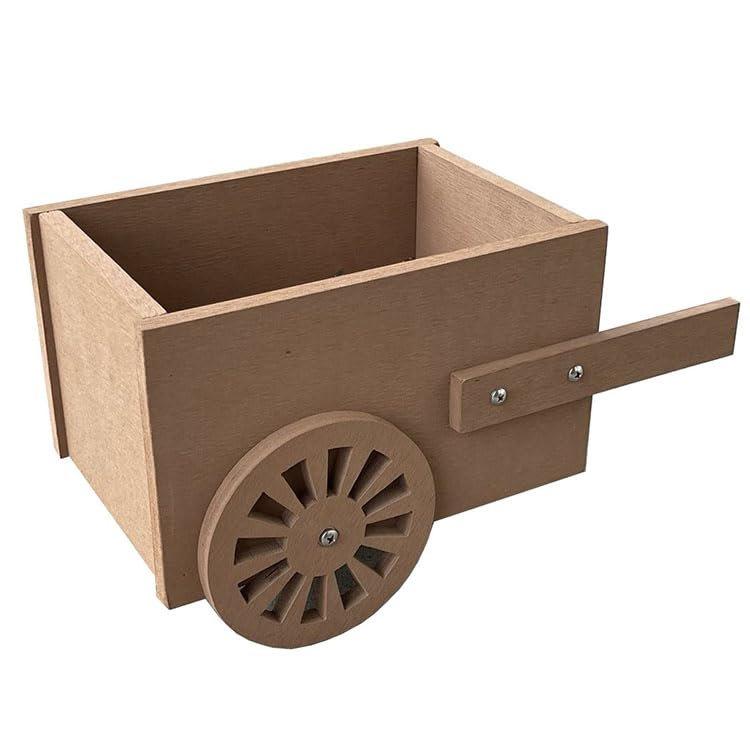 iGarden Artificial Wood Wheelbarrow Planter - Natural, Durable