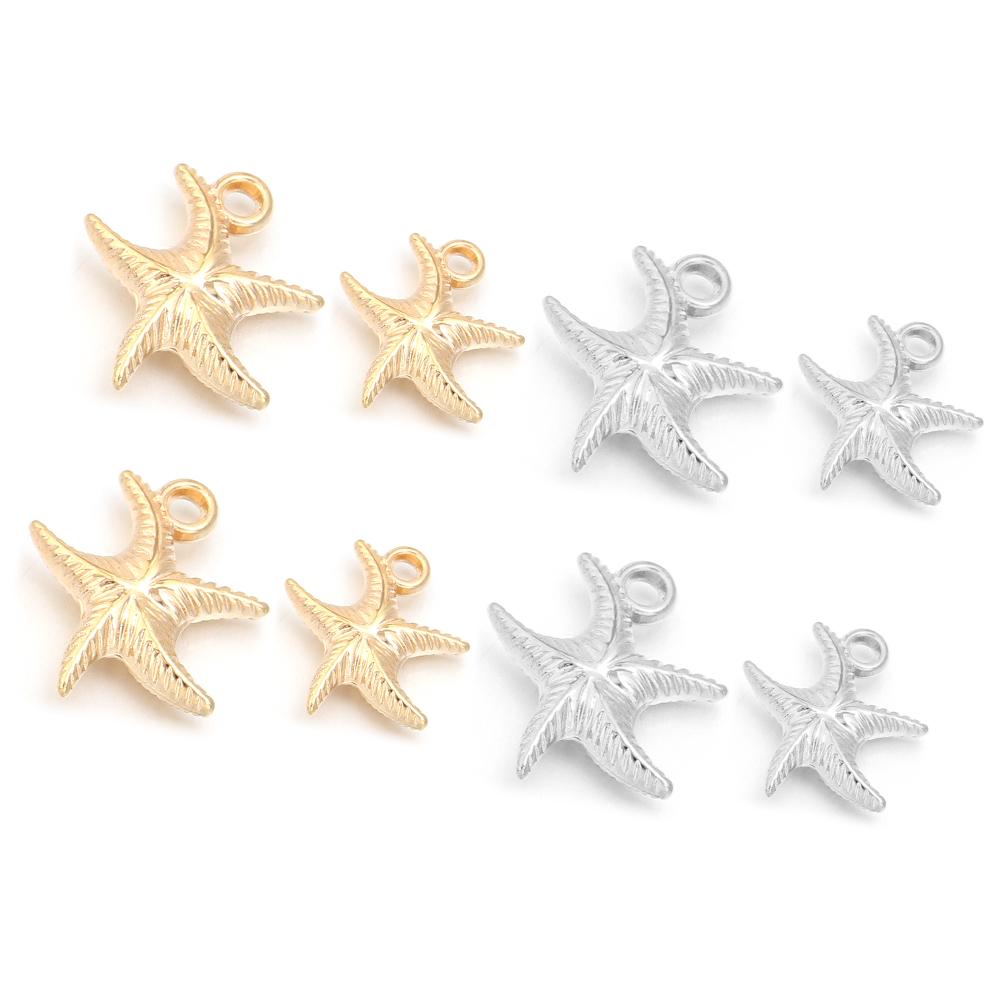 50pcs/lot CCB Starfish Charms Marine Animal Pendants For Jewelry Making DIY Bracelet Necklace Pendant Keychain Accessories