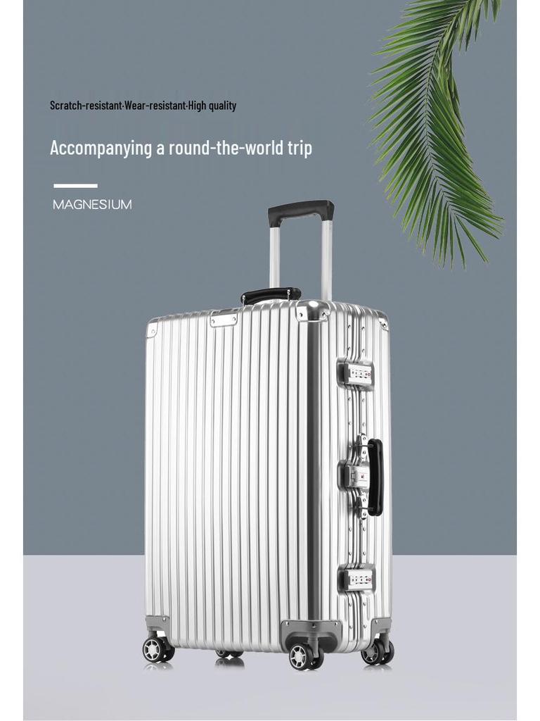 Retro Aluminum Frame Trolley Suitcase with Universal Wheels - Available in 20", 24", 26", 28" for Men and Women