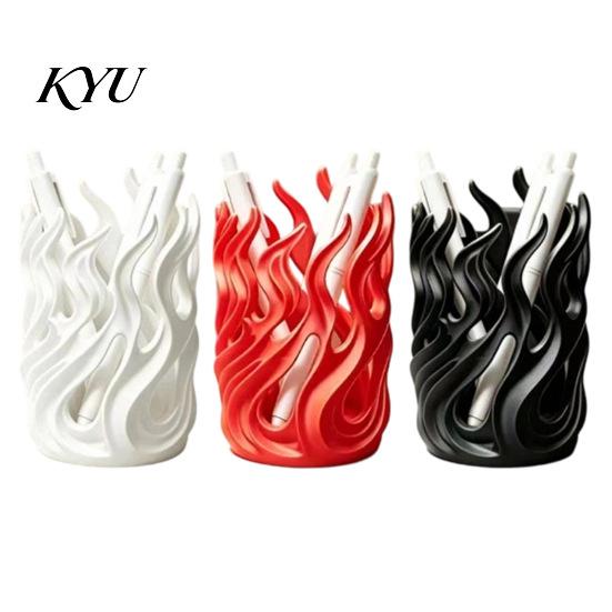 Stationery Organizer for Students Flame Shape Pen Holder, 3D Printed Hollow Pencil Cup, Cool Gaming Desk Accessories Decorative Desktop Makeup Brush,