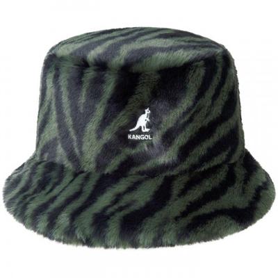 KANGOL Unisex Kapelusz Bucket z Sztucznego Futra w Paski Zebry dla Dorosłych