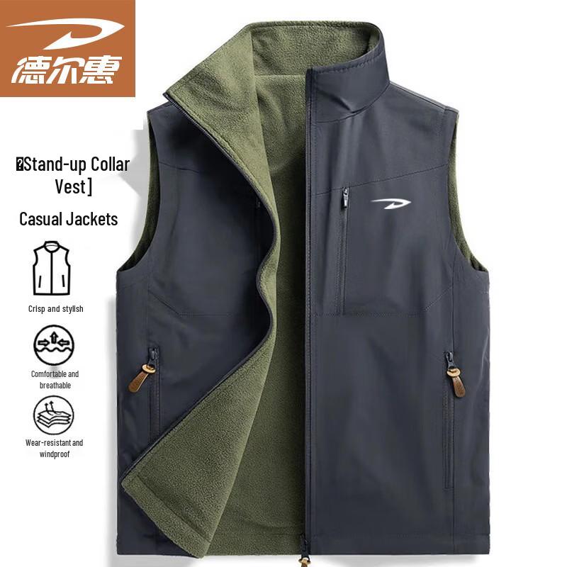 

DELHUI Men s Reversible Stand-Collar Workwear Vest M