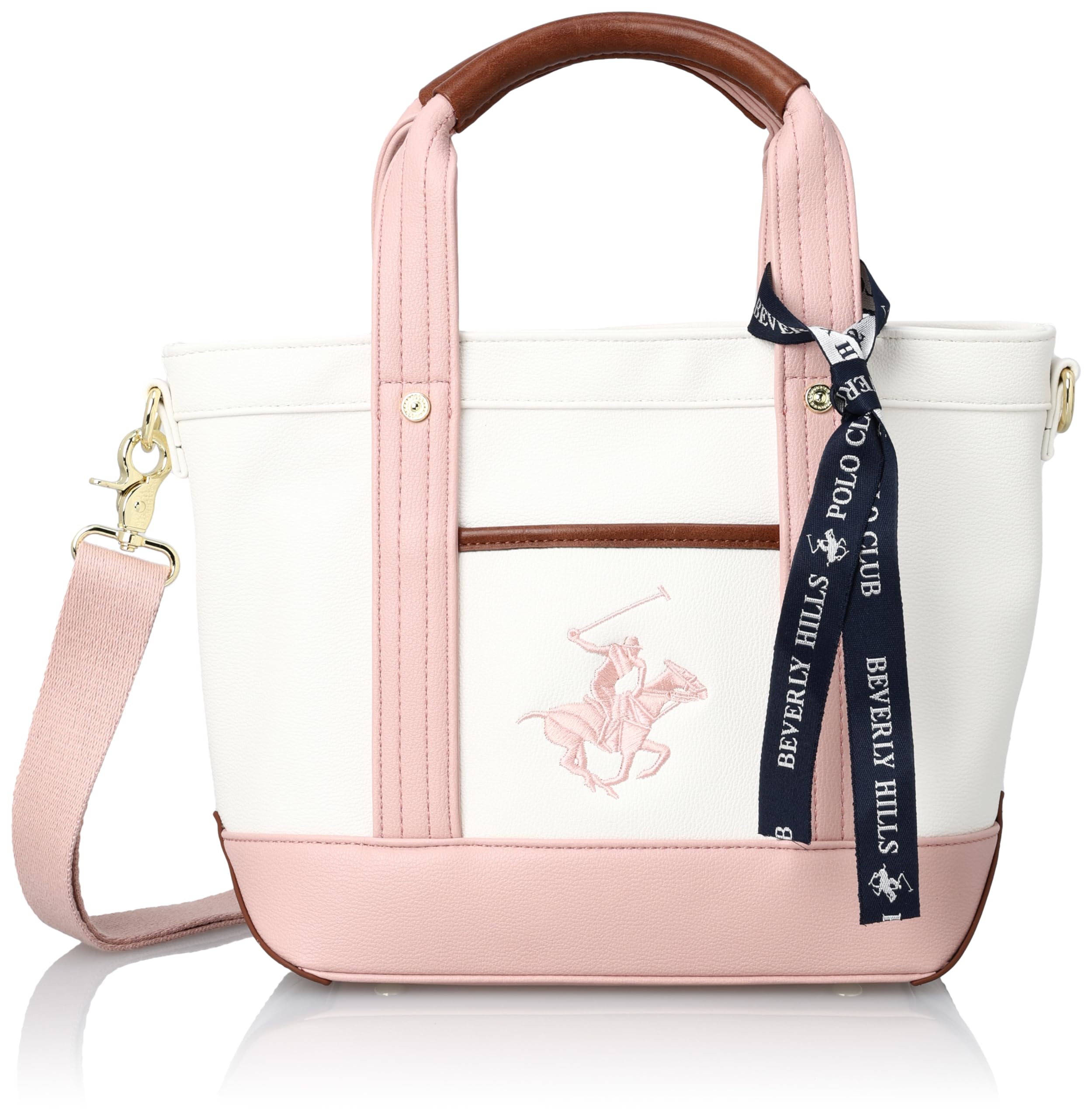 

Hills Polo Tote Bag PU Tote Bag SS BH2006N [Beverly Club] White/Pink/Pink