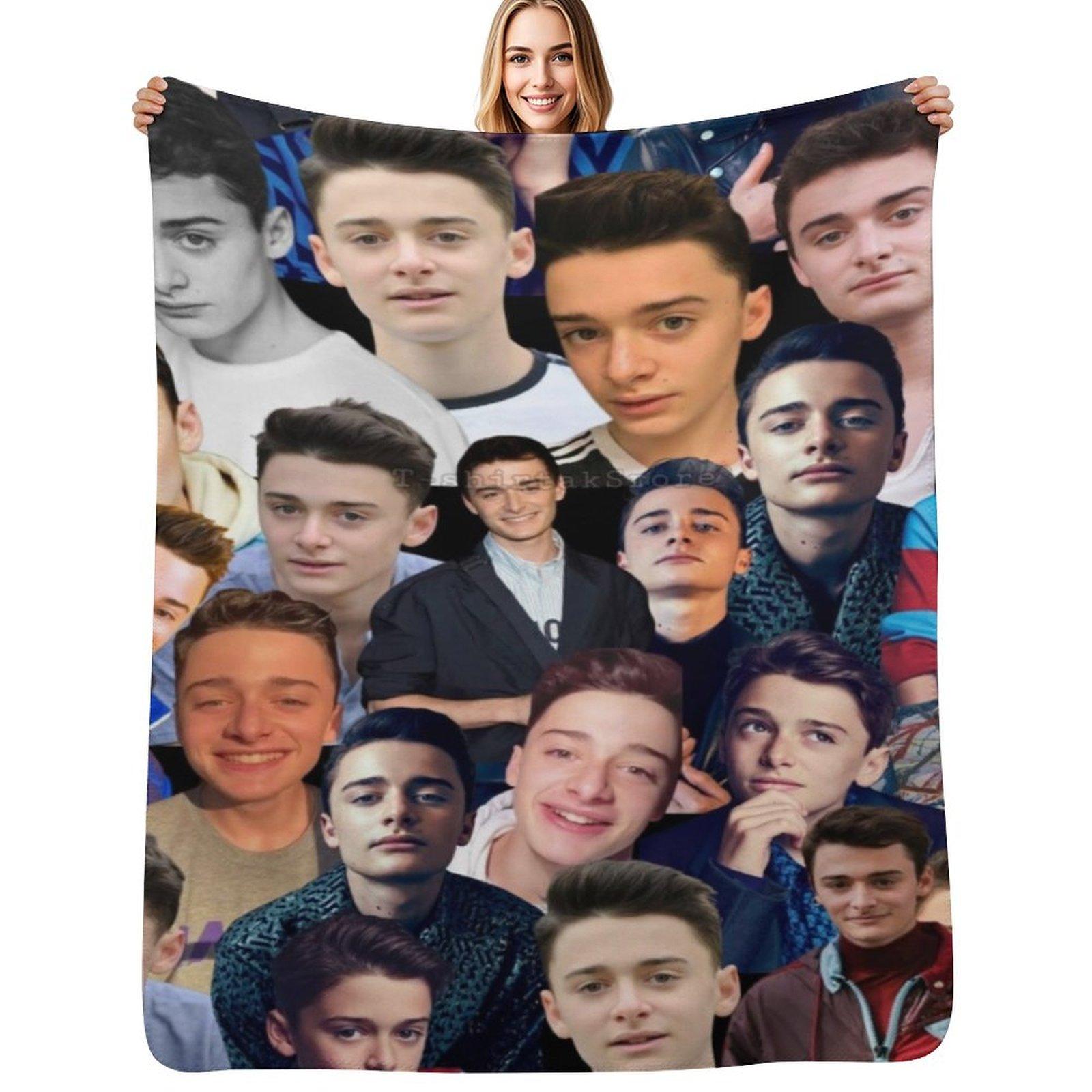 Exquisite Fashion Items Unisex White Noah Schnapp Photo Collage Throw Blanket Ultra Plush Cozy Blanket For Napping Sleeping