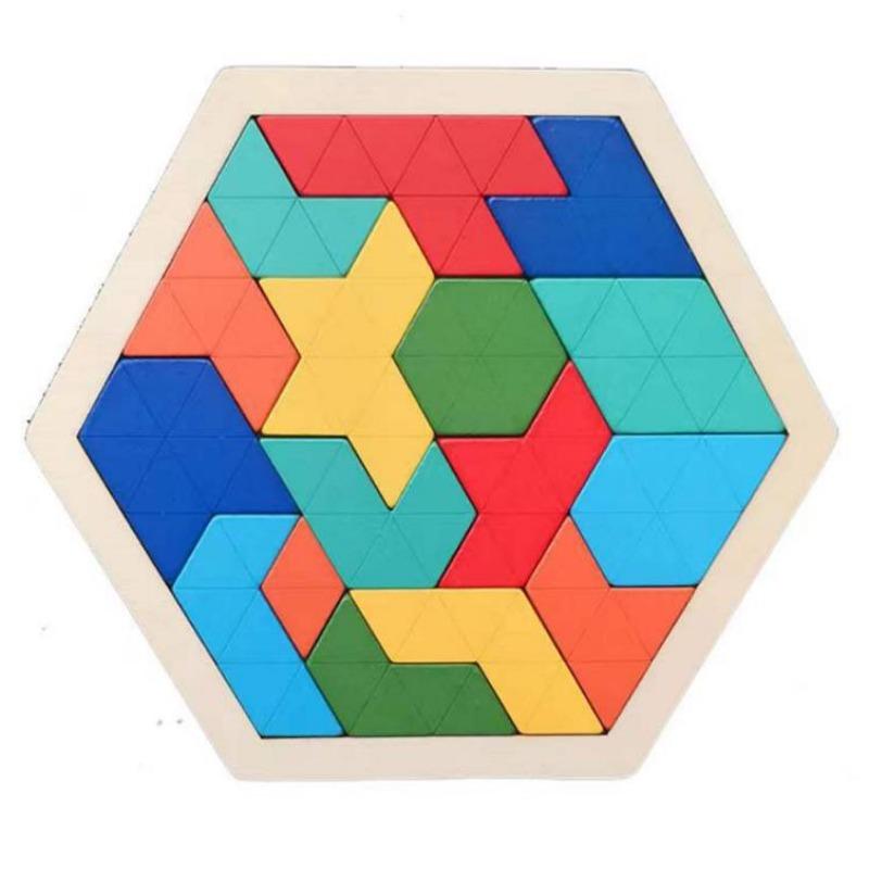Деревянный детский пазл Тетрис Тренировка логического мышления Соты Шестиугольный пазл — фото 16