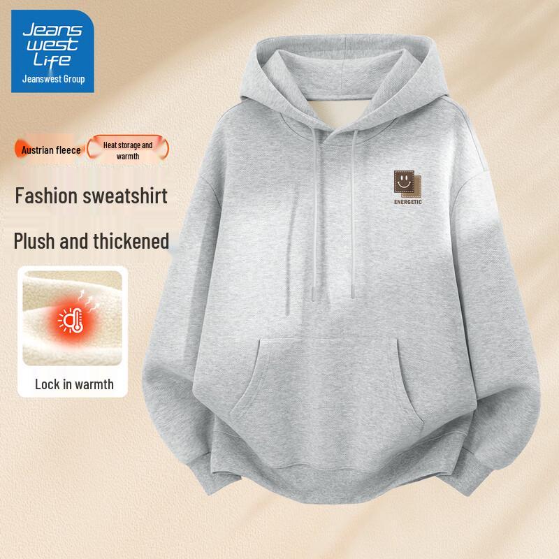 JEANSWEST LIFE Men's American Retro Loose Fit Fleece Lined Hooded Sweatshirt
