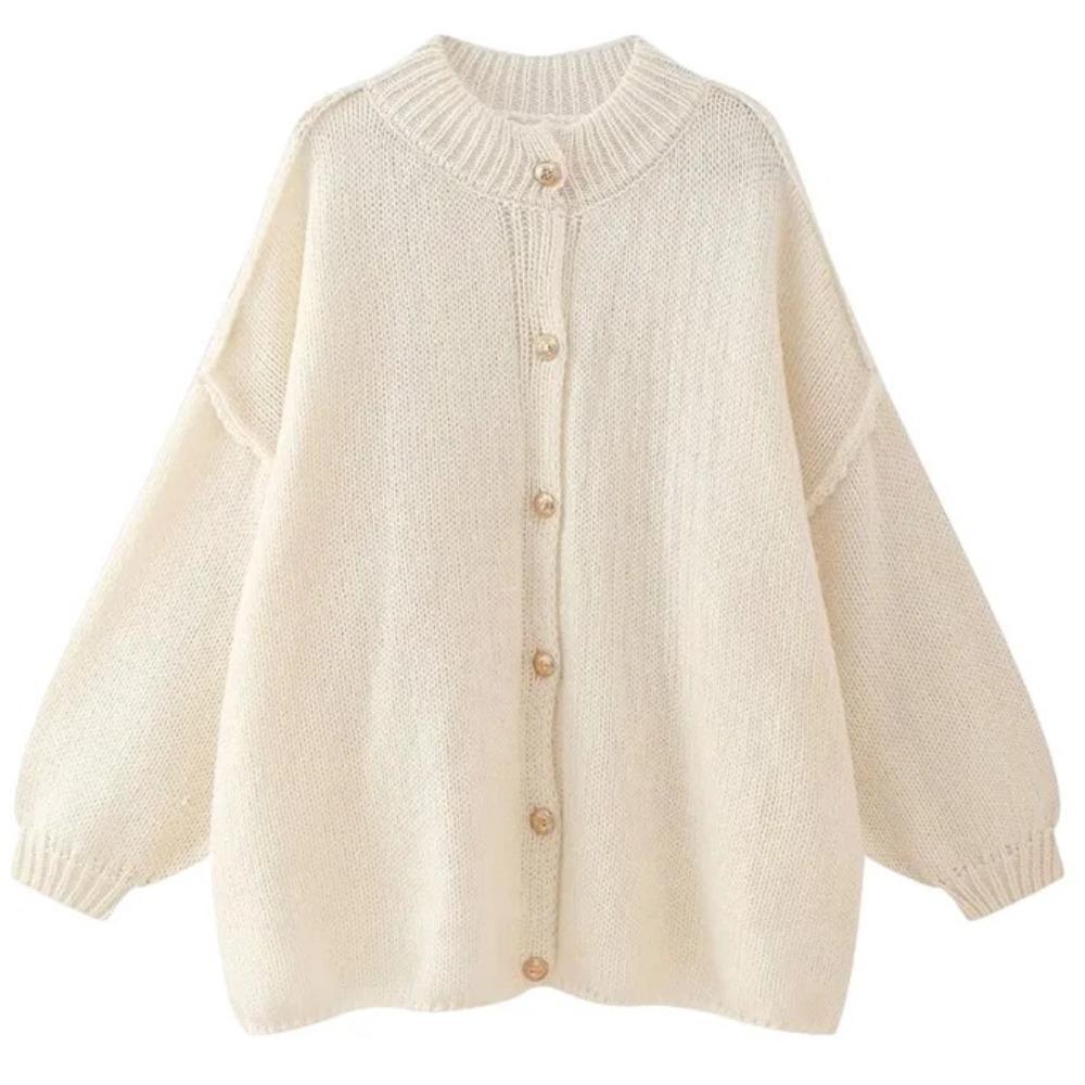 

Women s Bat Sleeve Cardigan Sweater Temperament Lapel Metal Button Decoration Fashion Jacket Casual Commuter Women s Tops L