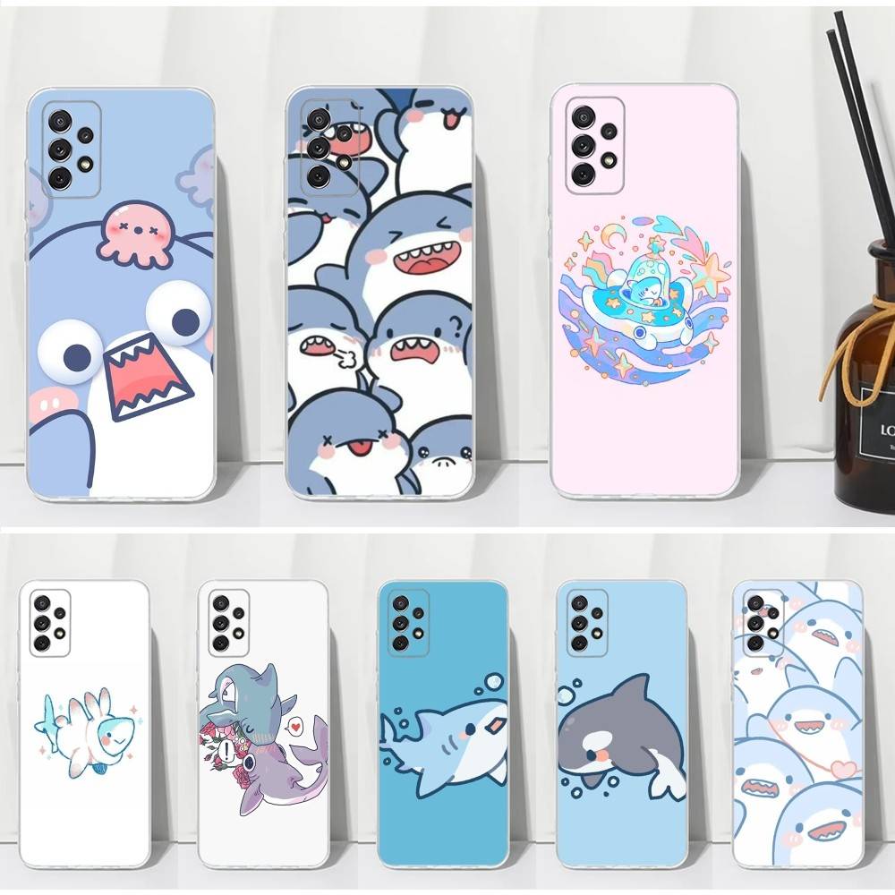 Cute Cartoon Animals Shark Phone Case For Samsung S30,S23,S21,S22,S20,Ultra,FE,Lite, S10,S9,S8,PIus,Transparent, Silicone Case