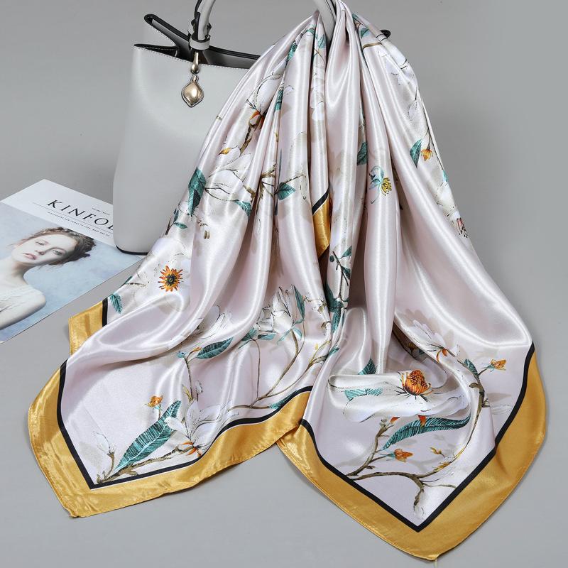 90 Square Scarves, Silk Scarves, Women's New Spring and Summer High-end Sense Versatile, Thin Scarves, Shawls Outside