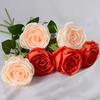 Künstliche Rose Große Blüte Gefälschte Seidenrose Realistischer Falscher Langstieliger Rosenstrauß mit Blättern für Zuhause Küche Party Hochzeit Dekoration