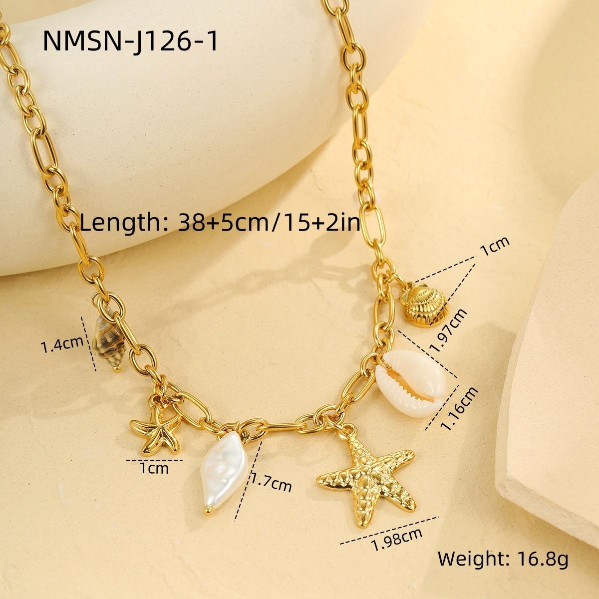 GEMCHIC Women s Starfish Shell Necklace and Bracelet Set Light Luxury Simple Vacation Style Beach Jewelry