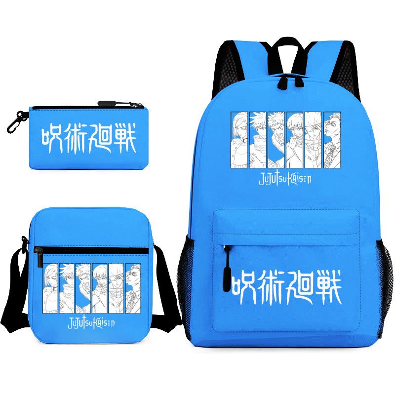 Teen Animation Backpack Elementary School Student Fashion School Bag Three-piece Set