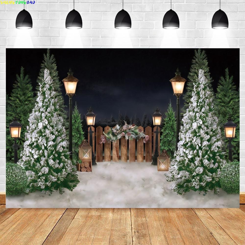 Christmas Backdrop for Photography Xmas Tree Winter Snow Forest Snowflake Natural Scene Baby Portrait Photo Background Studio