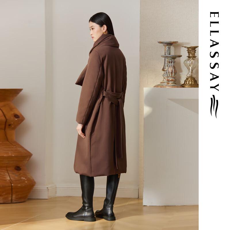 ELLASSAY Women's Lyocell Scarf Lapel Long Down Jacket
