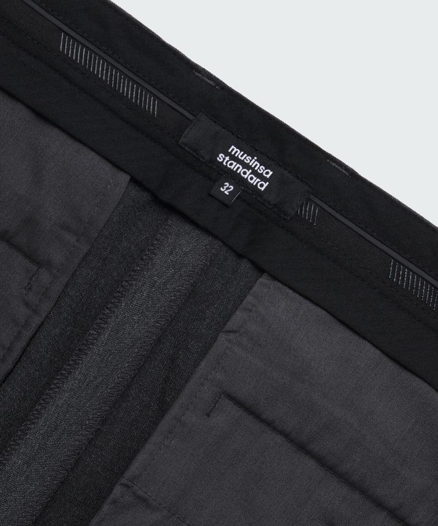 MUSINSA STANDARD Tapered Hidden Banding Crop Slacks [Charcoal Gray]