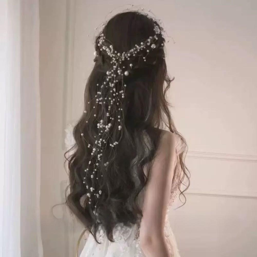 Handmade Pearl Headdress Beaded Bridal Headdress Dress Accessories Fairy Hair Band  Photoshoot