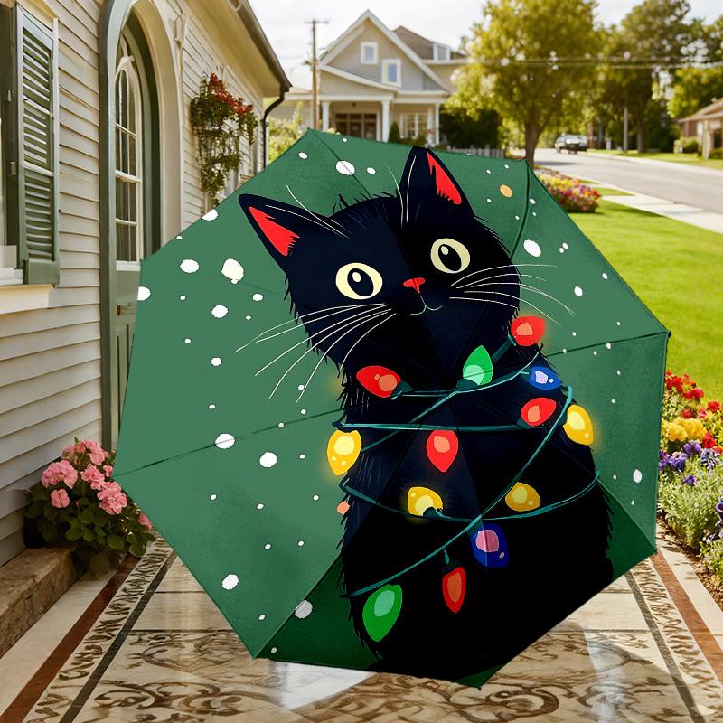 Christmas Cat Lights Umbrella: - Automatic Opening & Closing, A Festive Gift for Outdoor Adventures 130