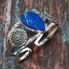 Beautiful Lapis Lazuli Gemstone Solid 925 Sterling Silver Handmade Bangle Jewelry Adjustable