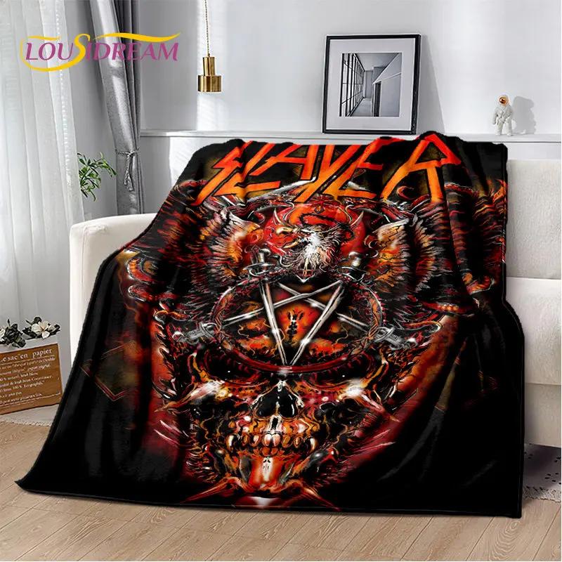 Slayer Heavy Metal Band Weiche Plüschdecke, Flanelldecke, Überwurfdecke für Wohnzimmer, Schlafzimmer, Bett, Sofa, Picknick-Abdeckung, warme Kinder