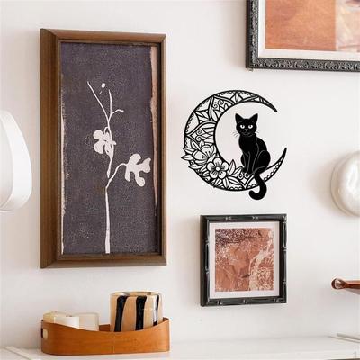 Decorazione da Parete Gatto Decorazione da Appendere 12" Silhouette Arte in Metallo per Corridoio Regali Amante dei Gatti