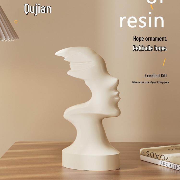 Contemporary Abstract Face Art Ornament for Home & Wine Cabinet Display