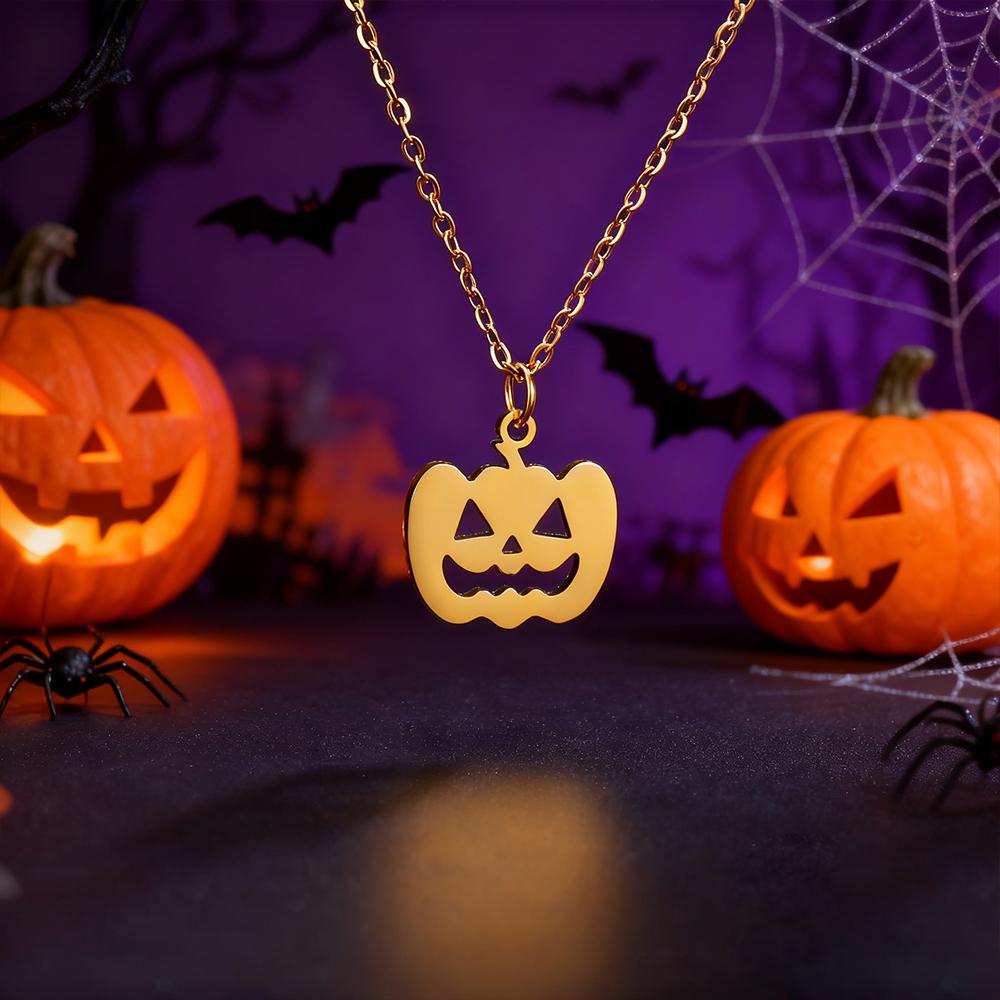 Teamer Pumpkin Ghost Halloween Stainless Steel Pendant Necklace For Women Man Handmade Design Fashion Jewelry Gift 2026 New