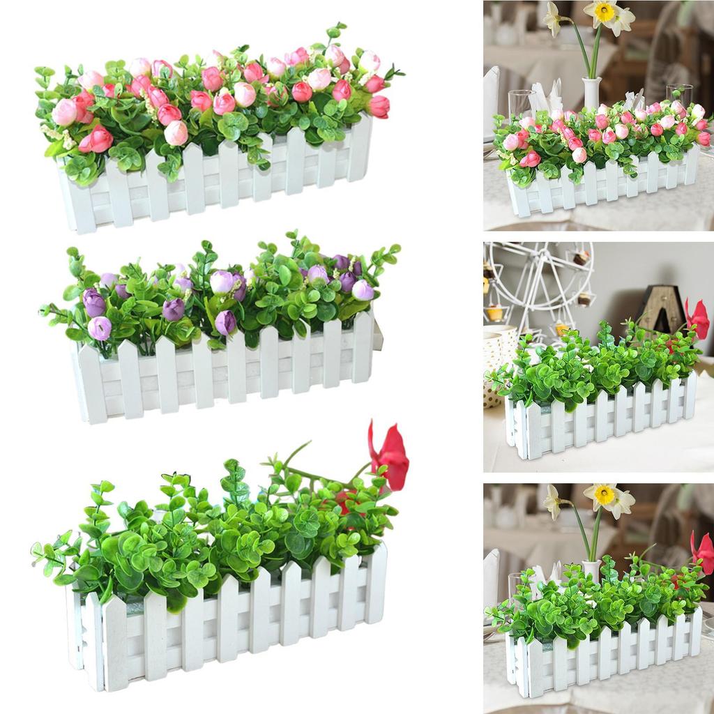 Artificial Flower Plant Desktop Ornament Decorative Lifelike Arrangement Fake Plant for Room Window Indoor Wedding Decoration