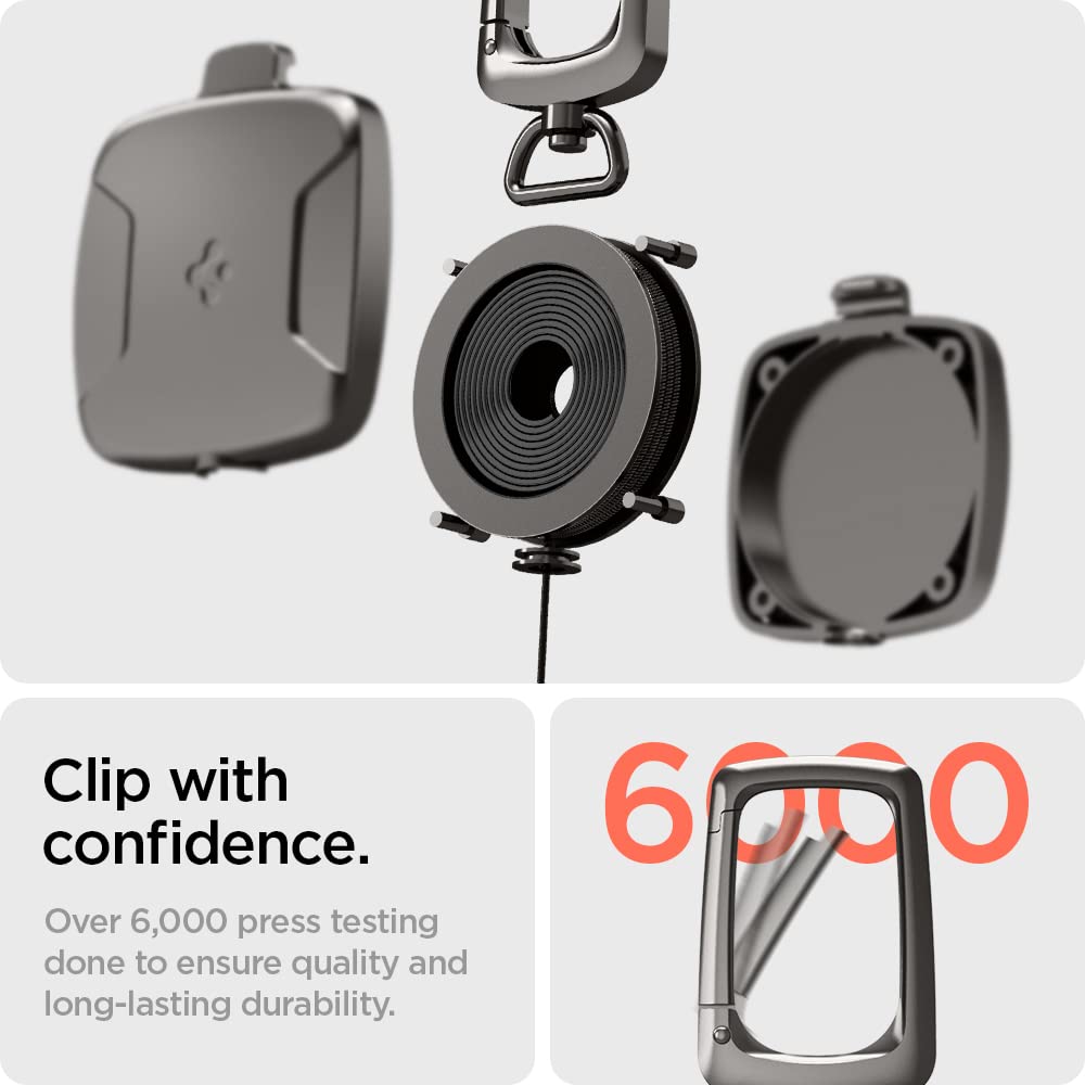 Spigen Retractable Carabiner Keychain – Heavy-Duty ID Badge Reel with Clip