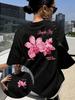 Simple Joy Pink Orchid Graphic TShirt Unleash The Beast Within Floral Casual Tee DoubleSided Print Y2k Top Harajuku