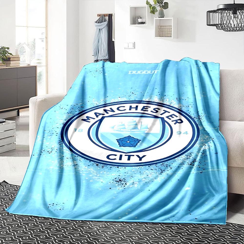Coperte con Stemma Manchester City Flanella Stampata Traspirante Calda Coperta da Divano per Casa Ufficio Copriletti 0708a20