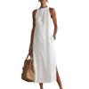 Neck Hanging Lace Splicing Dress Loose Fit Women's Summer Dress Long Skirt  Beach Wear