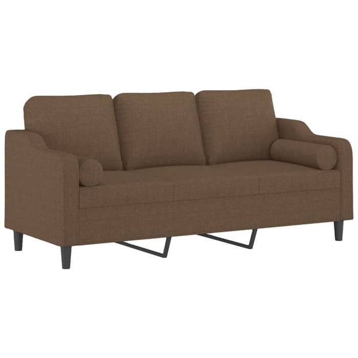 VidaXL 3-seater Sofa with Decorative Pillows Brown 180 Cm Fabric, Sofa, Living Room Sofa, 3-seater Fabric Sofa, 3200856