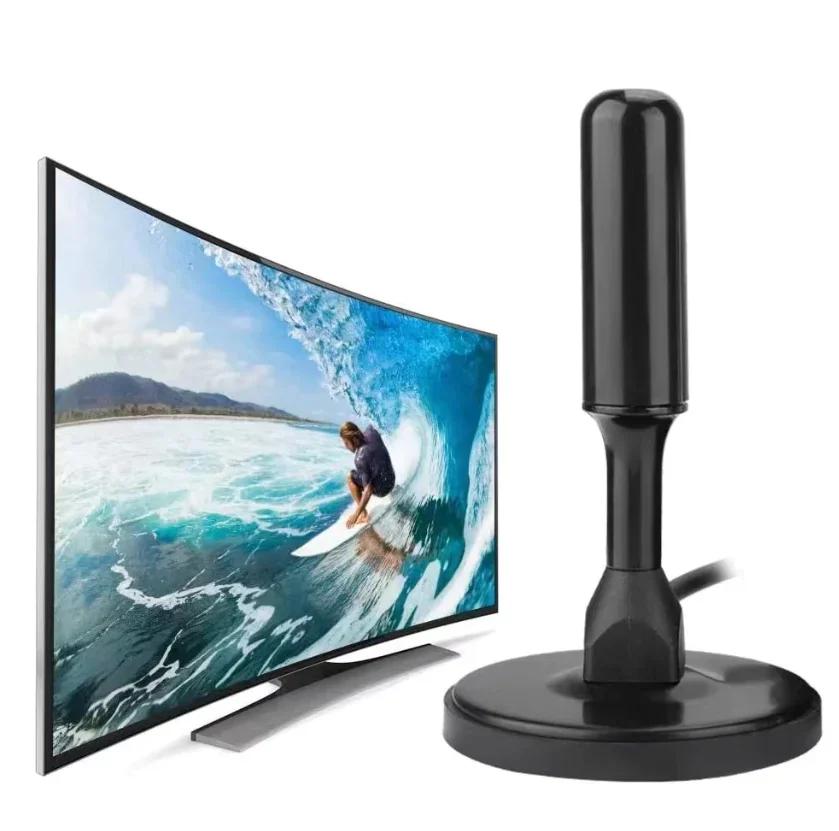 Digital HD TV Antenna – Magnetic Base (Indoor/Outdoor), 3M Adhesive, Fast Delivery for Brazilian TVs (Living Room Use)