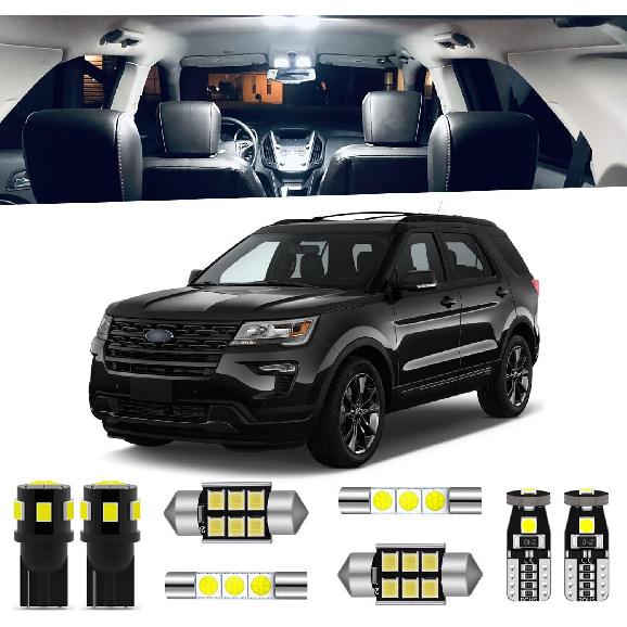 11-Pieces Explorer LED Interior Light Kit for Ford Explorer 2011 2012 2013 2014 2015 2016 2017 2018 White 6000K Interior LED Lighting Package +