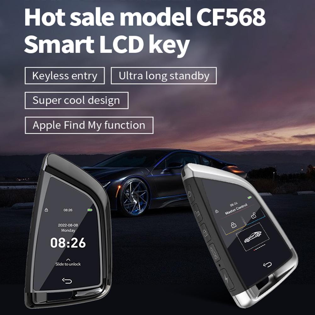 CF568 Modified Remote Smart Key LCD Screen Keyless Entry Remote Control Car Key with On-BD for Start and Stop Engine Button Cars