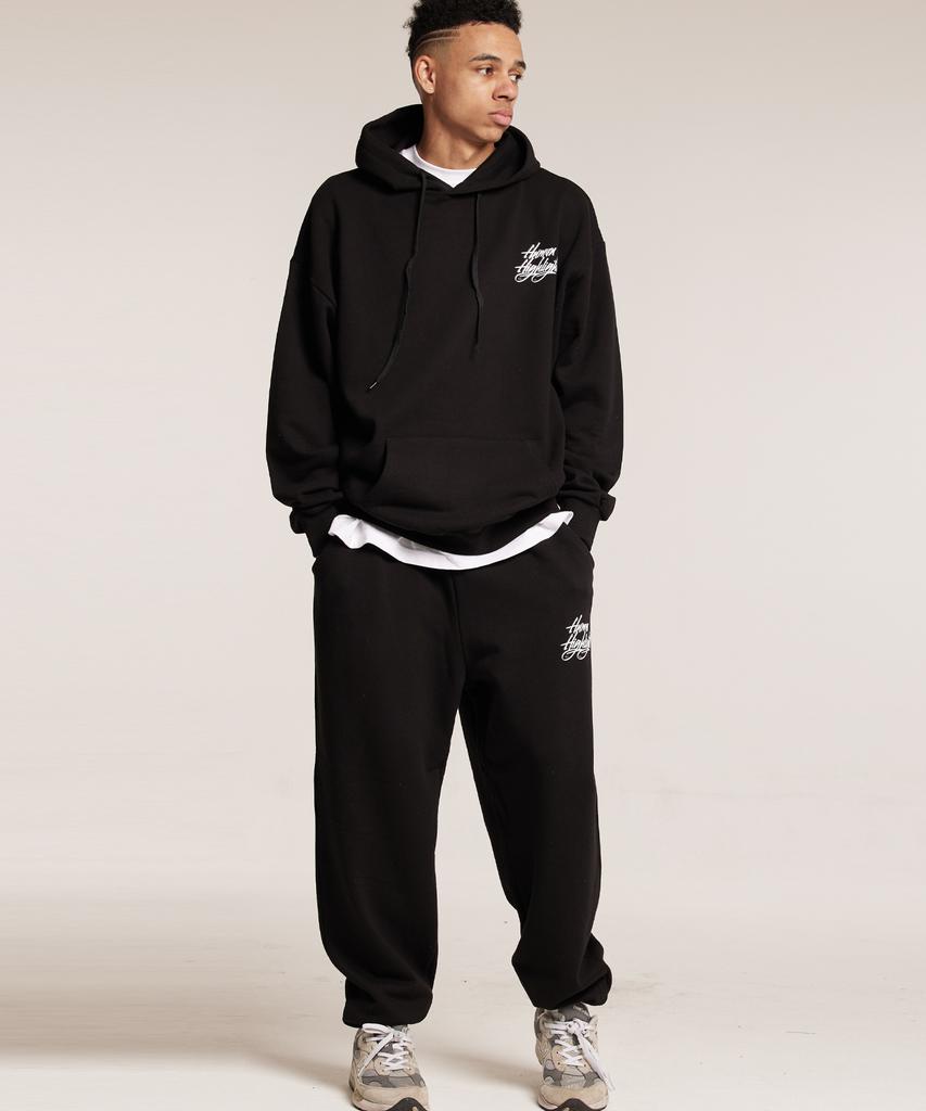 CREAM SODA LAB Human Highlight Logo Jogger Pants Black White
