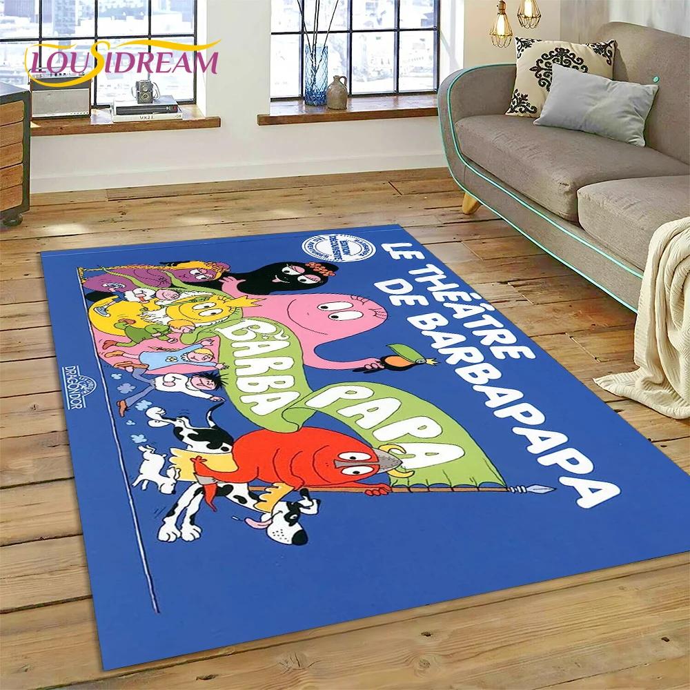 

3D-мультфільм Les Barbapapa Family HD Килимок для домашнього декору у вітальні, спальні, килимок для підлоги, нековзка прикраса для дивана, дитячий подарунок 100x150cm