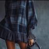 Spring 2025 Women's Plaid Suit Dress with Ruffle Skirt - European & American Style